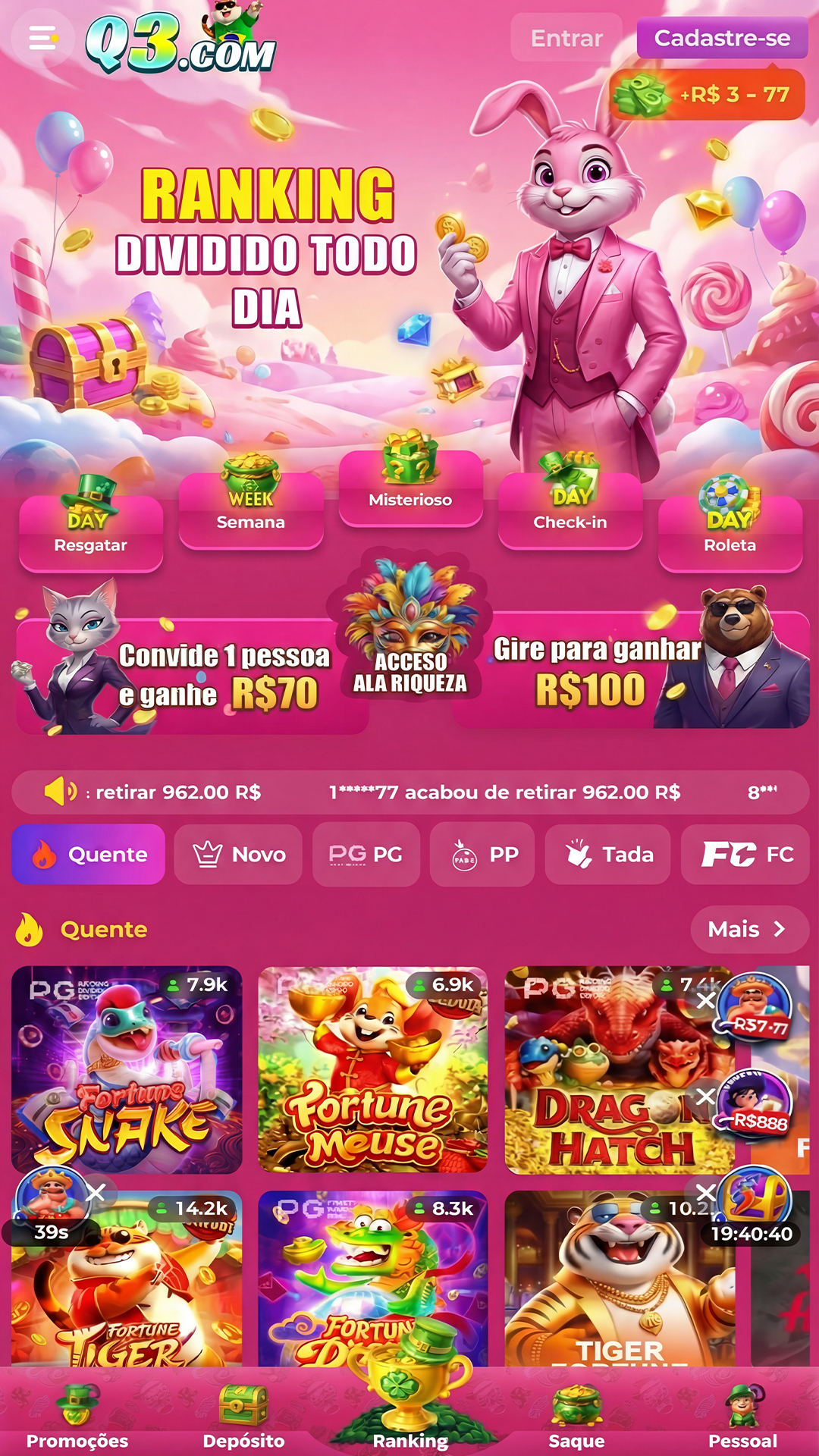 minutos pagantes fortune snake hoje 
